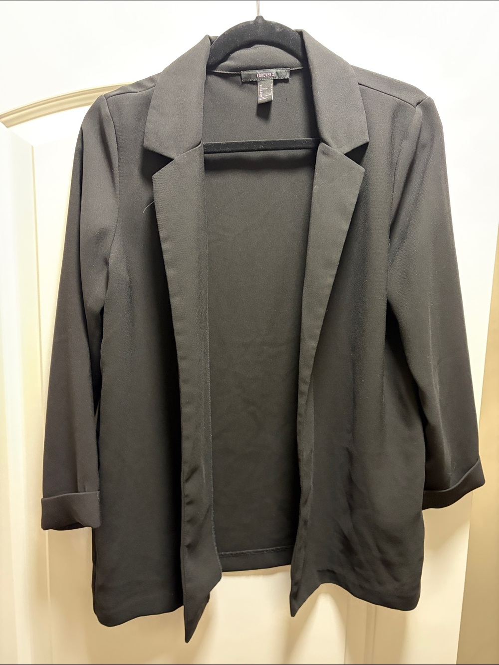 Black Open-Front Women's Blazer Jacket